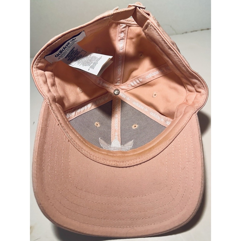 Women Adidas Trefoil Strapback Adjustable Hat Cap Baseball Outdoors Pink White - Picture 5 of 6